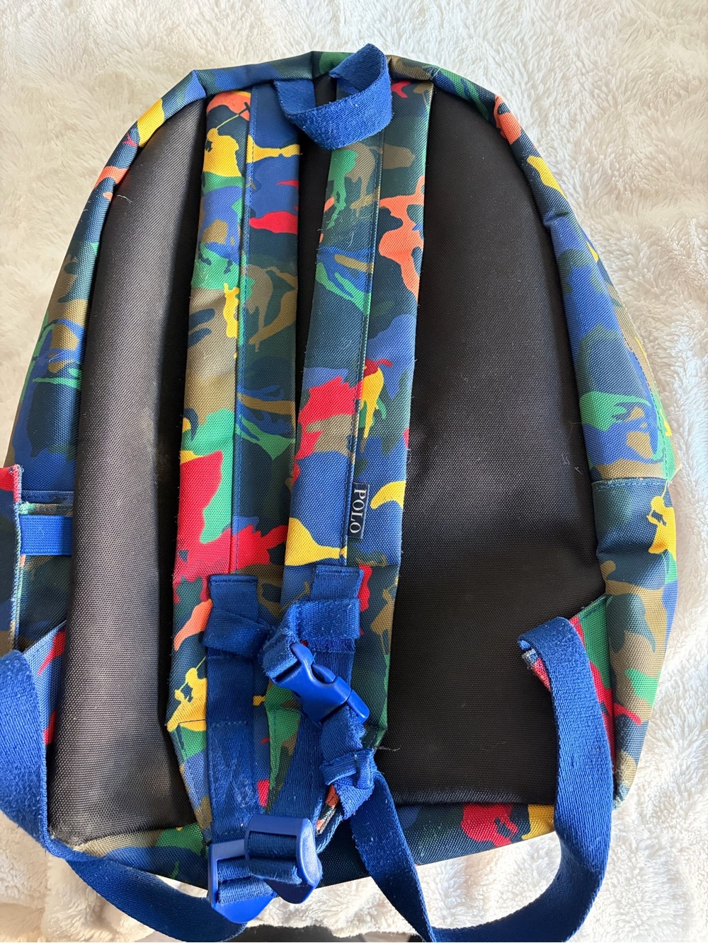 Polo by Ralph Lauren Multicolor Camo Backpack with Blue Trim - Picture 5 of 5